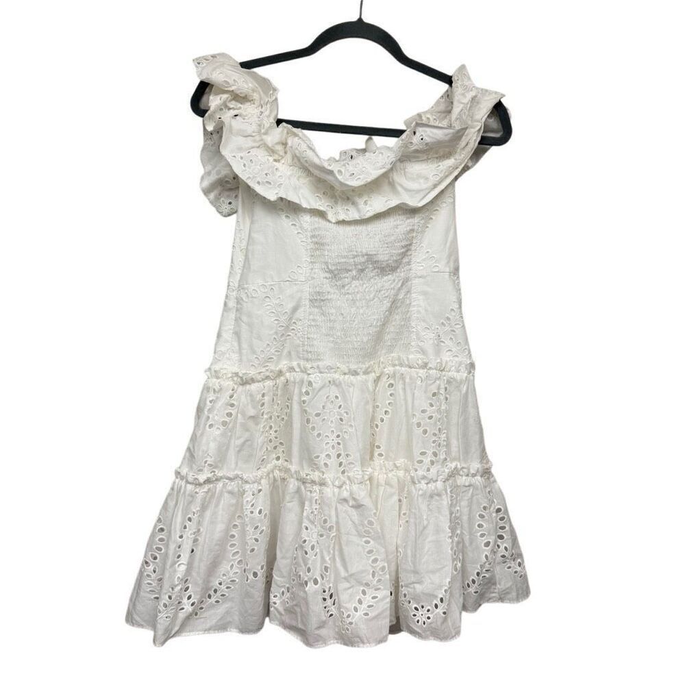 Zara white eyelet strapless dress size medium